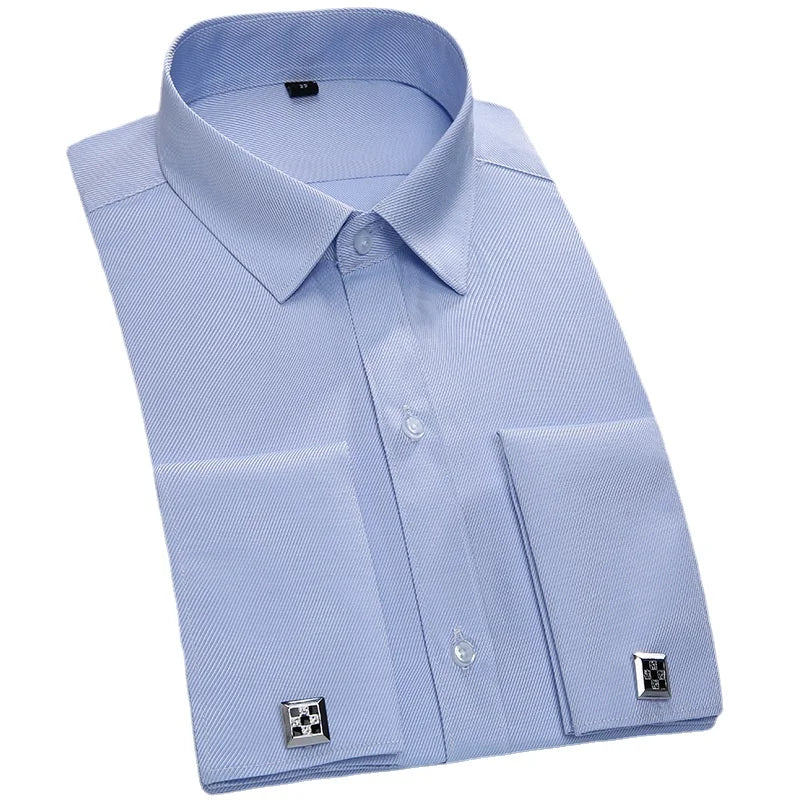 Chemise de Smoking à Manches sulfpour Homme, Tenue Décontractée, Coupe Cintrée, Couleur Unie, Document Français, Qualité