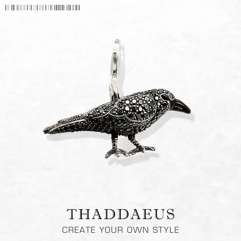 Pendentif corbeau noir Rabe, Bijoux à la mode en argent Sterling 2019, Bijoux européens, accessoires de collier, cadeau pour femmes et hommes, 925