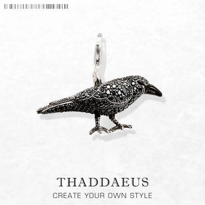 Pendentif corbeau noir Rabe, Bijoux à la mode en argent Sterling 2019, Bijoux européens, accessoires de collier, cadeau pour femmes et hommes, 925