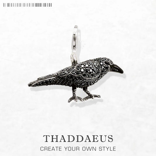 Pendentif corbeau noir Rabe, Bijoux à la mode en argent Sterling 2019, Bijoux européens, accessoires de collier, cadeau pour femmes et hommes, 925