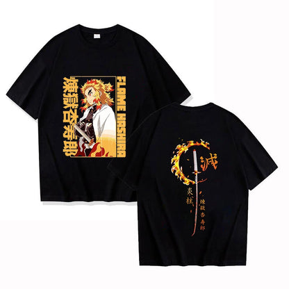 Nouveau Anime Rengoku Kyoujurou T-shirt unisexe à manches courtes col rond été motif décontracté impression T-shirt haut T-shirt