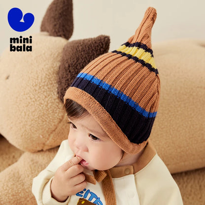 Mini Bala – chapeau de Protection des oreilles pour enfants, bloc de couleurs, pour garçons et filles, casquette tricotée rétro tendance, nouvelle collection automne et hiver 2025