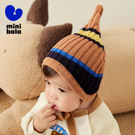 Mini Bala – chapeau de Protection des oreilles pour enfants, bloc de couleurs, pour garçons et filles, casquette tricotée rétro tendance, nouvelle collection automne et hiver 2025