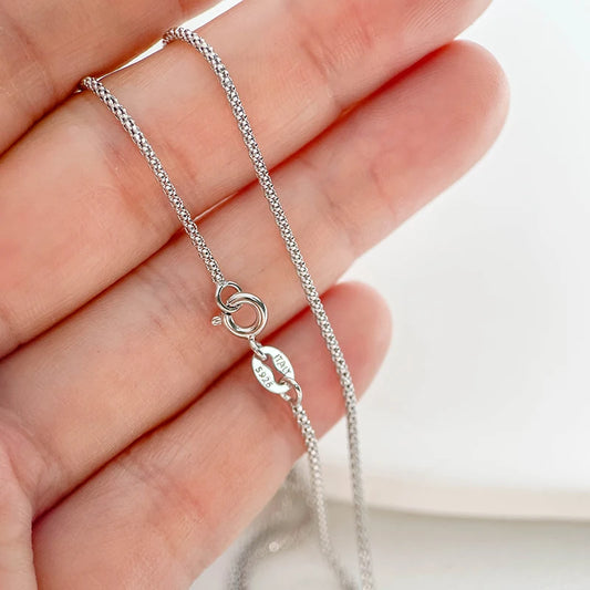 1.5mm largeur 35 cm-80 cm 925 Sterling Argent Popcorn Chaîne Colliers Femmes Bijoux Filles Collier kolye 14 "-32" Italie collares mujer