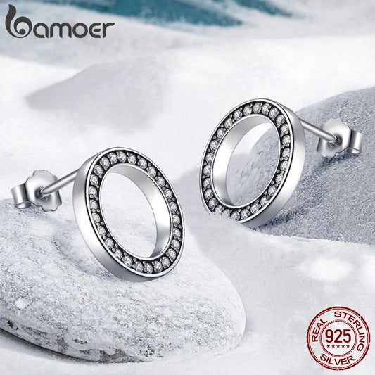 BAMOER  boucles d'oreilles rondes en argent Sterling
