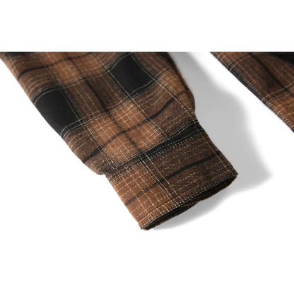 Chemise à carreaux vintage pour hommes, surchemise à manches longues, vêtements d'extérieur respirants, chemisier décontracté pour hommes, poche unique, boutons
