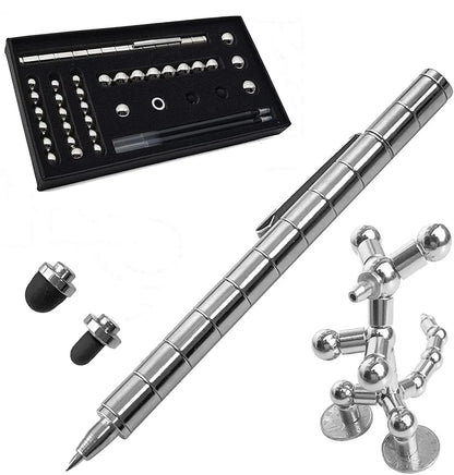 Stylo Fidget de décompression magnétique, stylo à bille en métal multifonctionnel avec boules magnétiques colorées, cadeau Gadget Cool pour les enfants