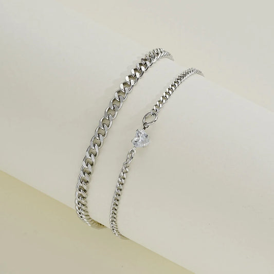 Ensemble de 2 pièces de Bracelets de Couple en acier inoxydable pour femmes et hommes