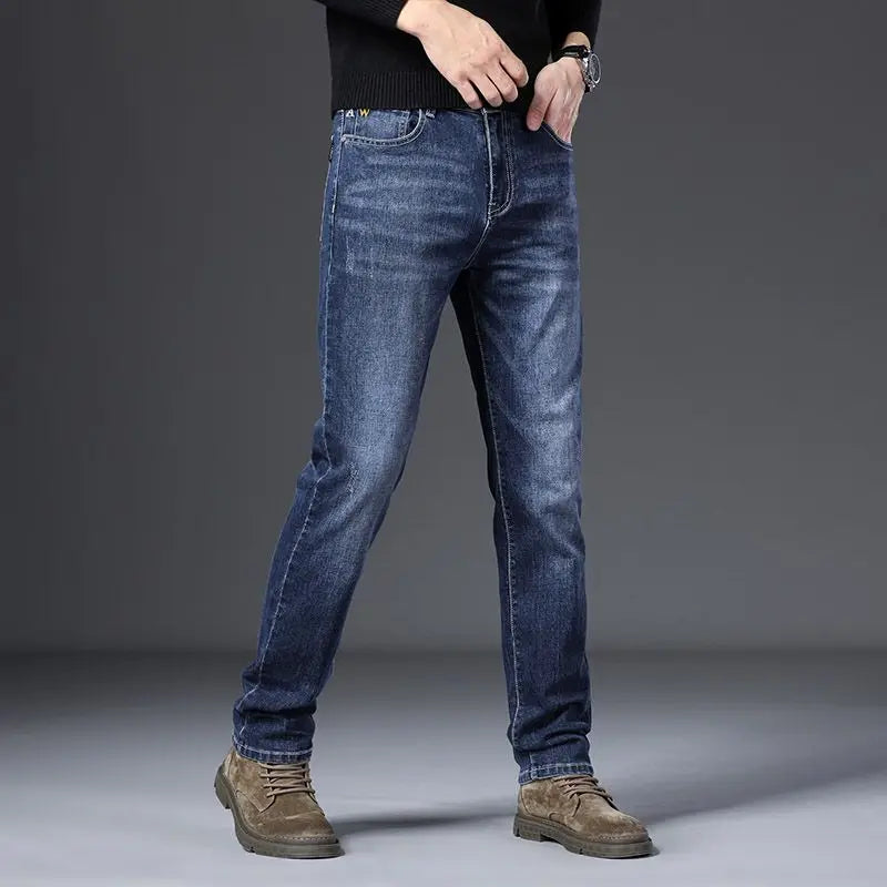 Jean décontracté intelligent pour hommes, pantalon de sport extensible, coréen, solide, pleine longueur, droit, pour le travail au bureau, automne et hiver