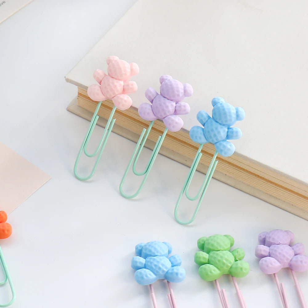 7 pièces/lot Kawaii ours coloré trombone décoratif signet classeur fichier Clips école bureau papeterie accessoires