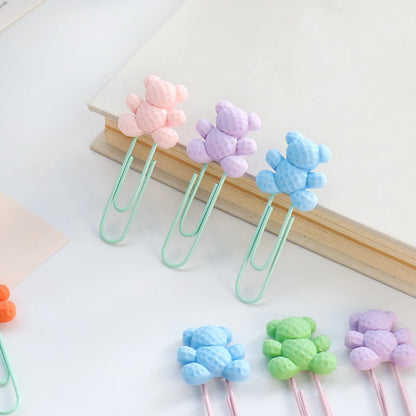 7 pièces/lot Kawaii ours coloré trombone décoratif signet classeur fichier Clips école bureau papeterie accessoires