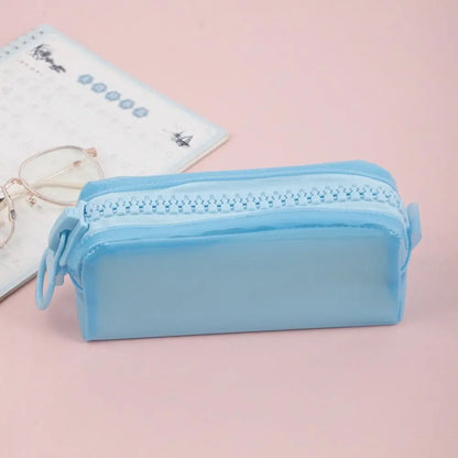 Trousse à crayons transparente à fermeture éclair de grande capacité,