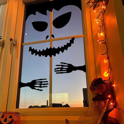 Décorations d'Halloween autocollants de porte de chambre décor de fenêtre squelette main citrouille bricolage autocollants de fenêtre fantôme diable sorcière chapeau décor
