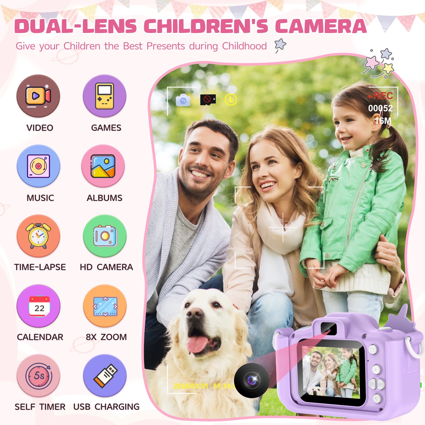 Belle licorne enfants Mini appareil photo numérique peut prendre des photos vidéo petite caméra photographie enfants cadeau d'anniversaire enfants jouets