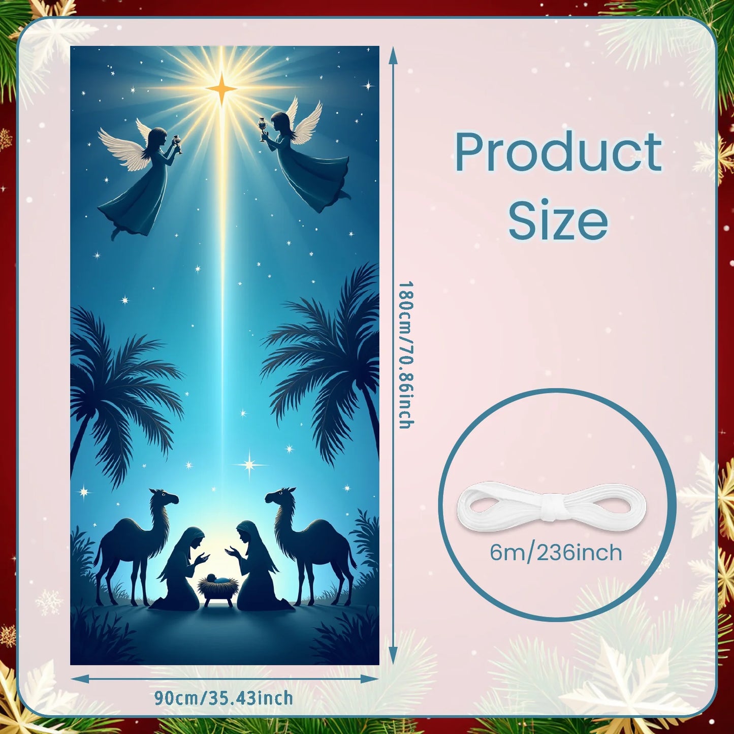 Bannière de Noël Ornements rouges Décoration de vacances Motif de flocon de neige Festivités d'hiver pour la décoration de la maison Célébration de vacances I