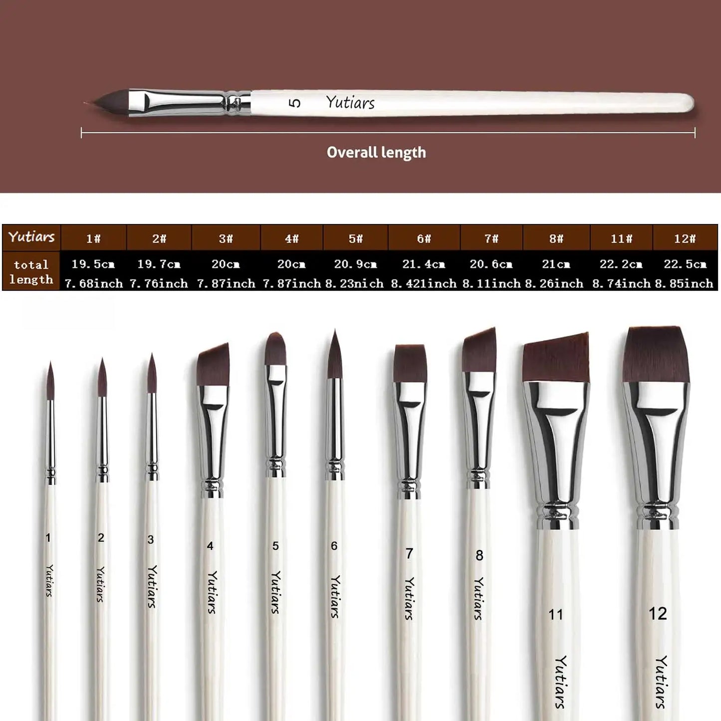 Ensemble de pinceaux de peinture d'artiste professionnel, manche blanc, poils en Nylon, pinceaux plats et coudés pour la peinture du visage, aquarelle, 10 pièces