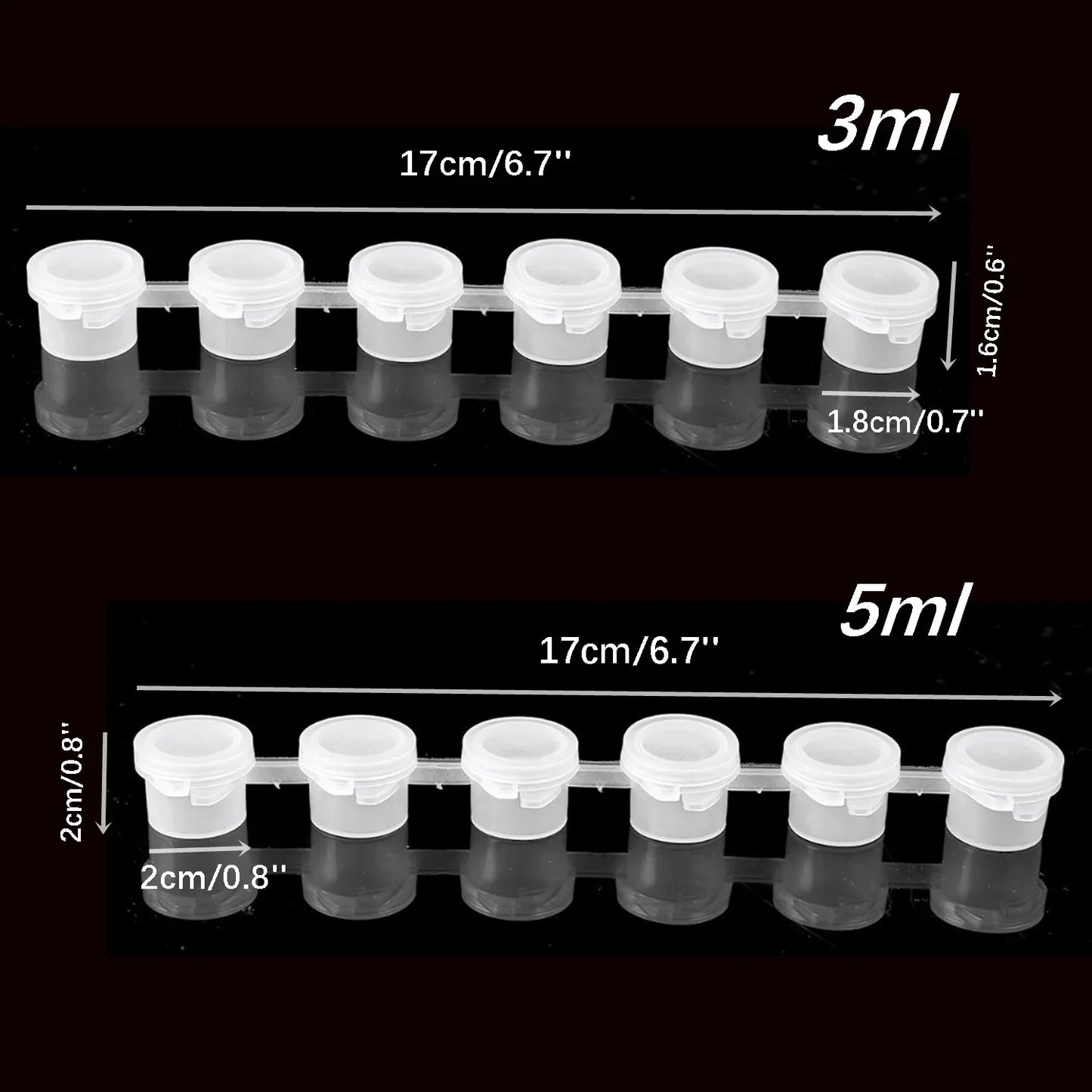 Pot de peinture vide à 10 bandes, 3ml 5ml, Mini récipient de peinture acrylique vide, conteneur de stockage de bandes avec couvercles pour peinture d'art et d'artisanat