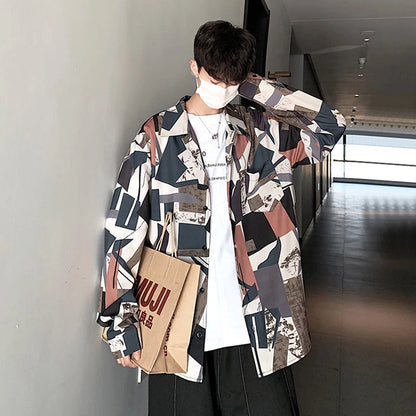 Chemises à col rabattu à manches longues pour hommes, impression Aadt, beau printemps, mode d'été mince, streetwear décontracté, vêtements à boutons