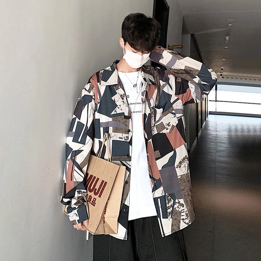Chemises à col rabattu à manches longues pour hommes, impression Aadt, beau printemps, mode d'été mince, streetwear décontracté, vêtements à boutons