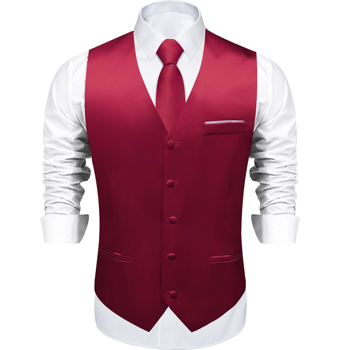 Costume en Satin solide, ensemble gilet et cravate, noir, blanc, bleu, rouge, smoking de mariage pour hommes, gilets d'affaires de luxe, bal de promo, veste sociale sans manches