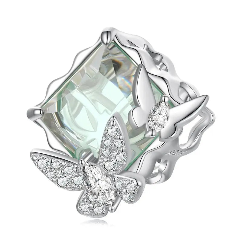 100% argent Sterling 925 véritable 10 couleurs breloque coeurs radieux en cristal pour Bracelet