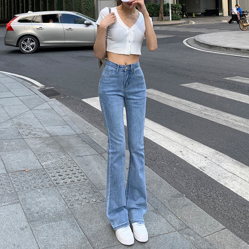 ZOENOVA femmes blanc Vintage Flare jean angleterre Style haute rue femmes pantalon taille haute Denim 2023 tendance pantalons de mujer