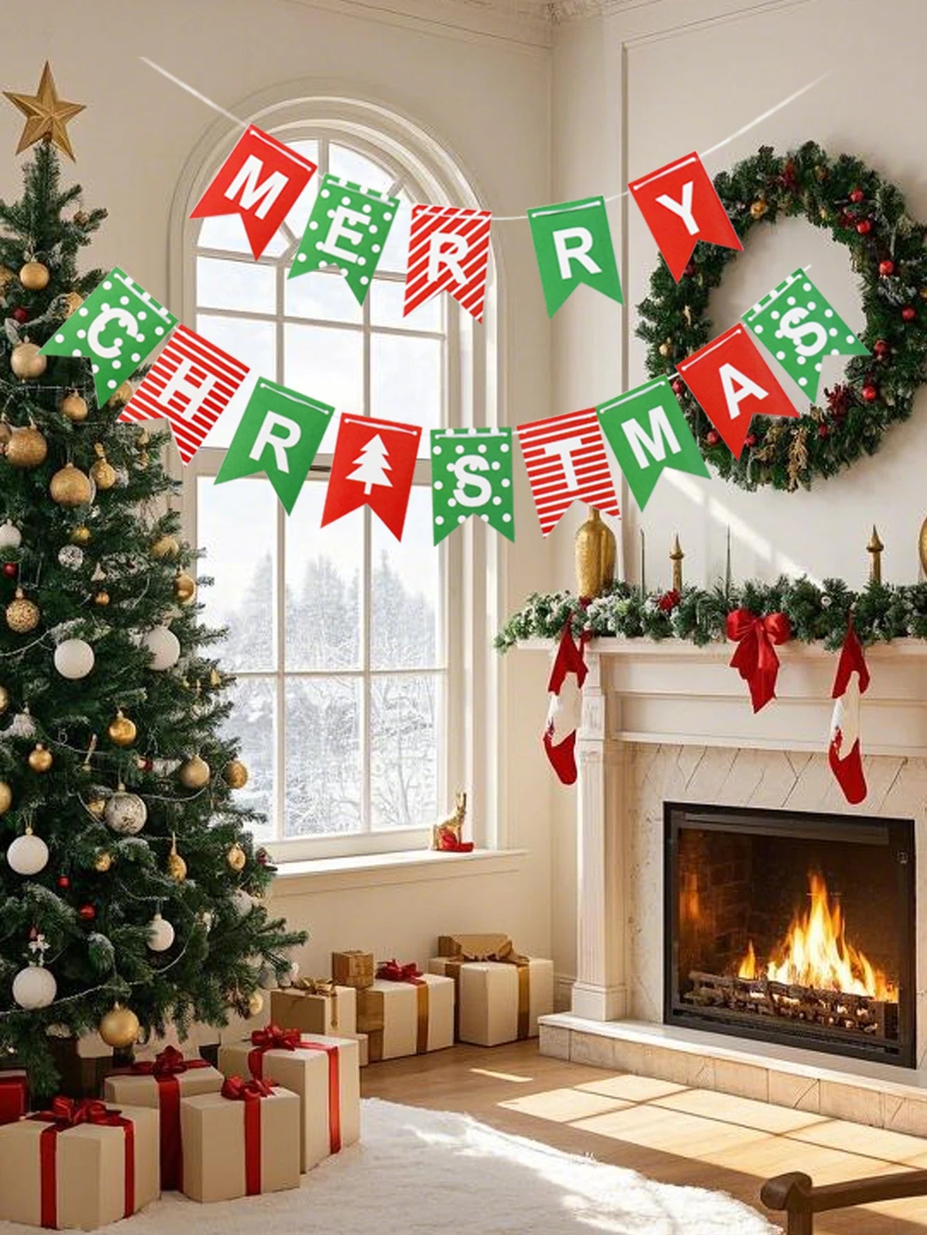 Guirlande drapeaux de Noël