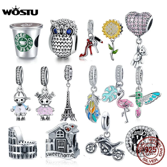 WOSTU 100% 925 argent Sterling balancent breloque maman papillon capteur de rêves perles ajustement Original bracelet à bricoler soi-même