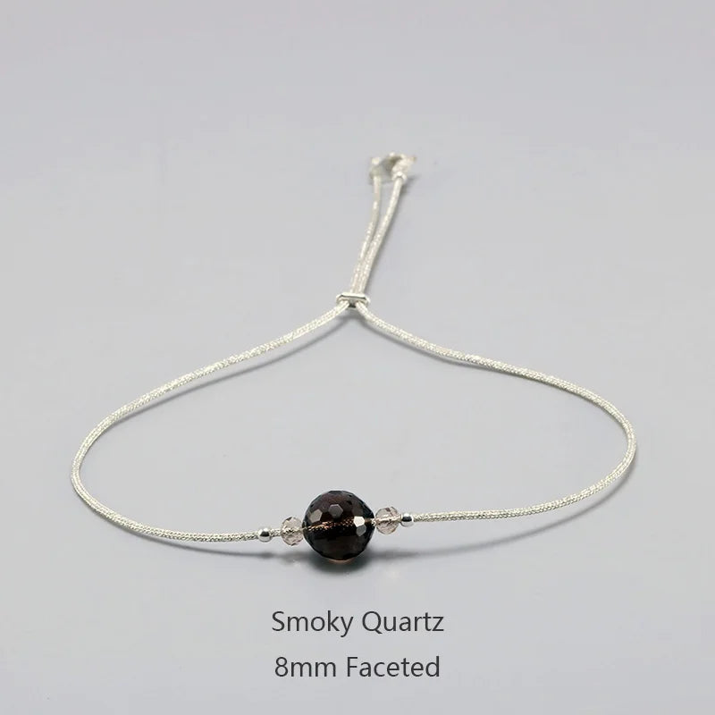 Bracelet en pierre de lune fait à la main, corde fine avec cristal naturel, perles en argent Sterling 925, Bracelets personnalisés pour femmes