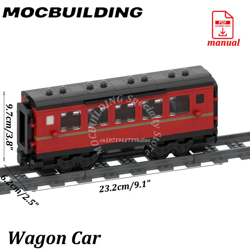 Modèle d'affichage de train de compartiment à passagers de voiture de ville, accessoires de chemin de fer, bricolage de nuits de construction MOC, jouets en brique, cadeau de jouet