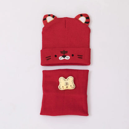 Bébé chapeau écharpe deux pièces ensemble automne hiver bébé mignon tigre laine bonnets chapeaux chaud nouveau-né garçons filles casquettes pour enfants 0-12 mois