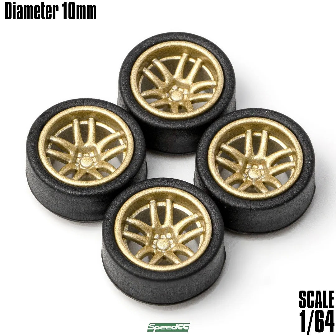 SpeedCG-Roues ABS 1/64 avec caoutchouc, pièces modifiées de type K, diamètre 10mm, pour modèle de voiture de course, véhicule jouet Hotwheels Tomica