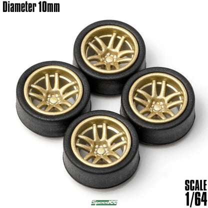 SpeedCG-Roues ABS 1/64 avec caoutchouc, pièces modifiées de type K, diamètre 10mm, pour modèle de voiture de course, véhicule jouet Hotwheels Tomica