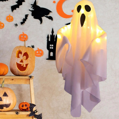 Fantôme lumineux LED pour Halloween, pour fête d'halloween, décoration intérieure et extérieure de cour, arbre effrayant, ornements de fête suspendus