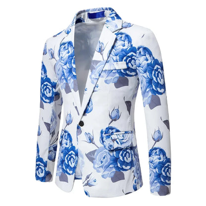 Veste décontractée trempée d'art floral pour hommes, blazer d'affaires, vêtements pour hommes, 2025