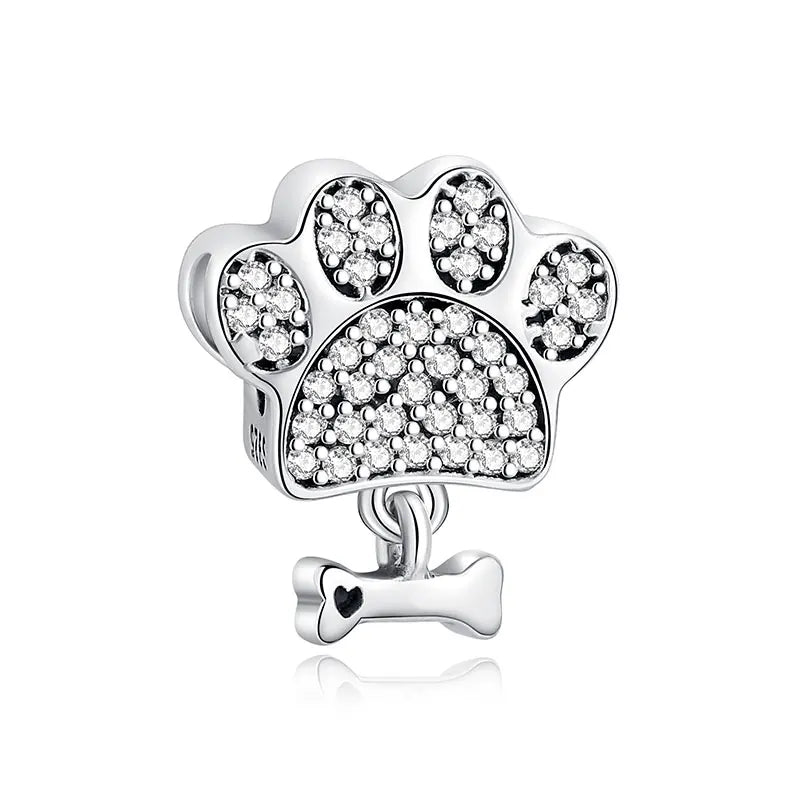 Original 925 en argent Sterling breloque perle amour chien chat patte Panda luciole pendentif breloques idéal pour bracelet colliers femmes bijoux