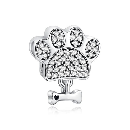 Original 925 en argent Sterling breloque perle amour chien chat patte Panda luciole pendentif breloques idéal pour bracelet colliers femmes bijoux