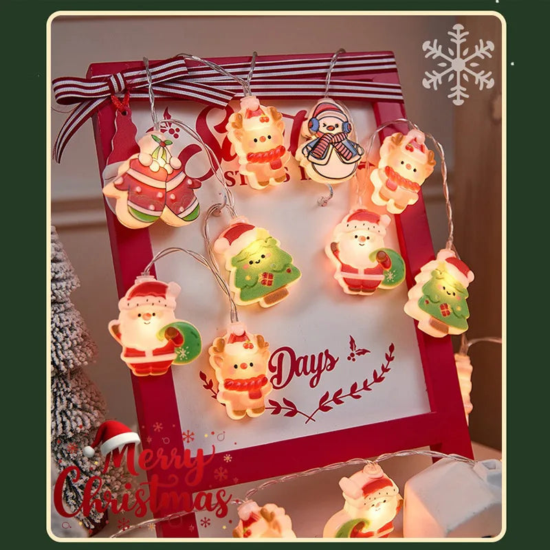 Noël créatif décoratif atmosphère lumières lampe solaire chaîne Led père noël bonhomme de neige chaîne lumières décorations de fête