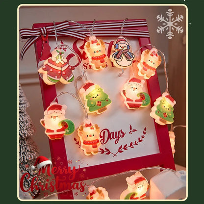 Noël créatif décoratif atmosphère lumières lampe solaire chaîne Led père noël bonhomme de neige chaîne lumières décorations de fête