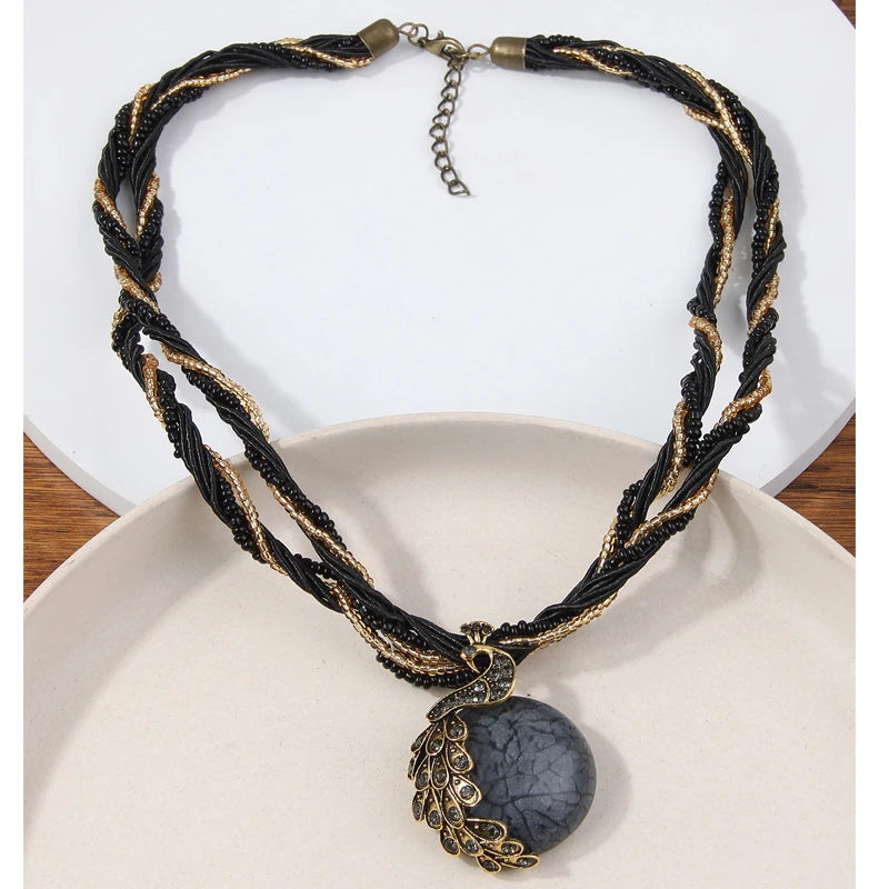 Collier ras du cou ethnique bohémien pour femmes, fait à la main, perles multicouches, bijoux de décoration en cristal
