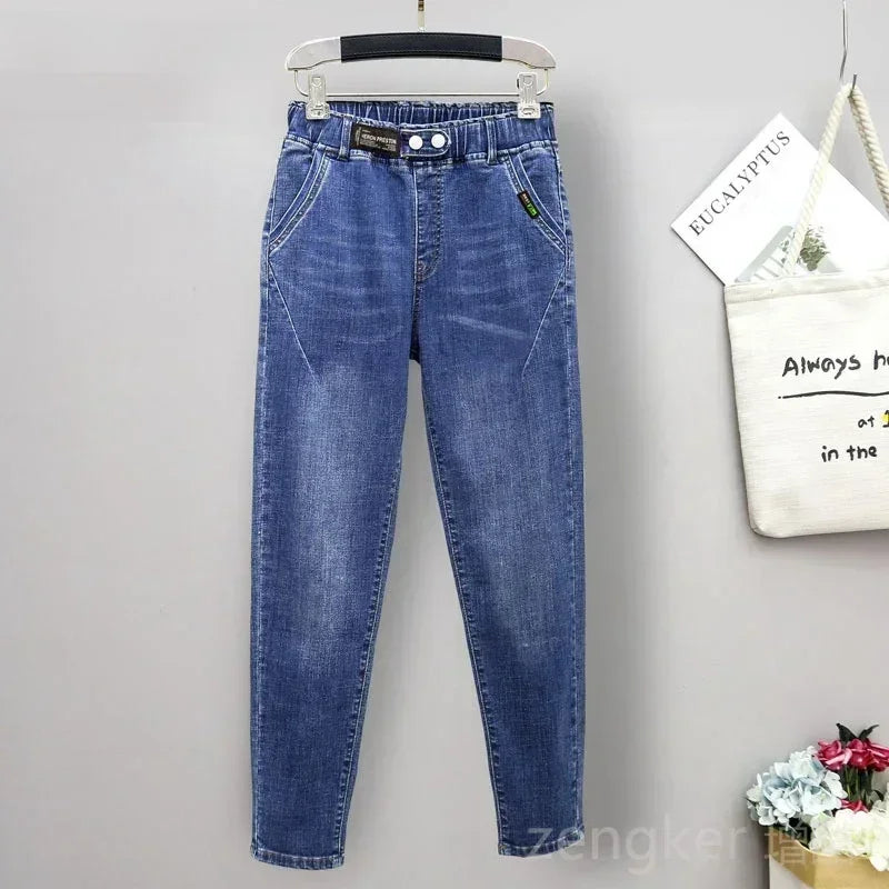 Jean Extensible Extra-Large pour Fille et Femme, Pantalon en Denim Ample et Fin, Nouvelle Collection, 6XL, 5XL