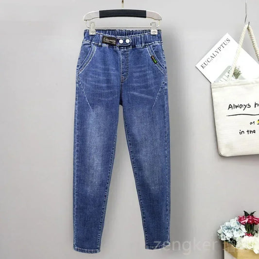 Jean Extensible Extra-Large pour Fille et Femme, Pantalon en Denim Ample et Fin, Nouvelle Collection, 6XL, 5XL