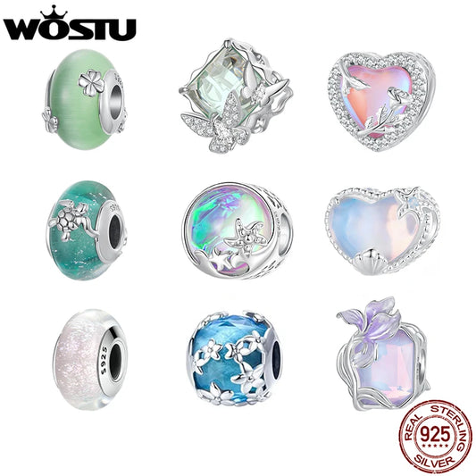 100% argent Sterling 925 véritable 10 couleurs breloque coeurs radieux en cristal pour Bracelet