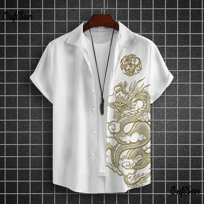 Chemises à manches courtes pour hommes, vêtements graphiques Y-Dragon, chemises 3D, streetwear décontracté, mode, été, déclin, chemisier masculin, 2024