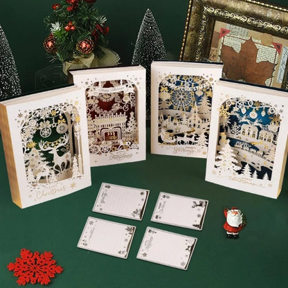 Carte de vœux de noël 3D, enveloppe de bénédiction, bricolage, cadeau de réveillon de noël, décoration d'élan, carte postale d'invitation de noël, fournitures de noël