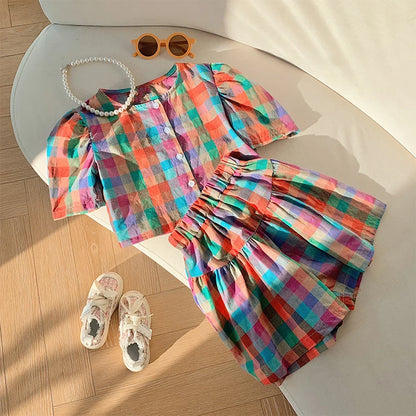 Ensemble de vêtements d'été pour filles, t-shirt à manches courtes + pantalon, 2 pièces