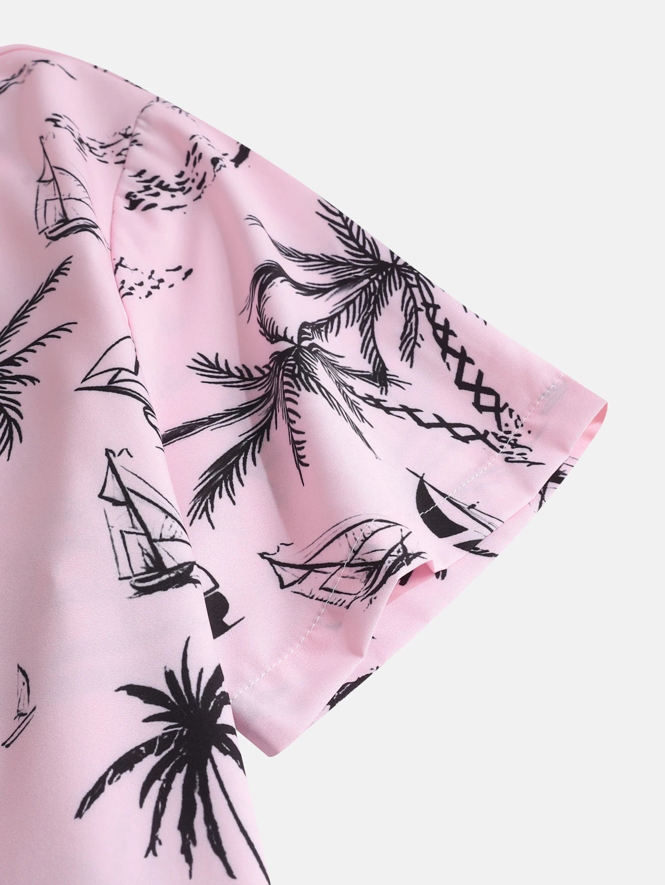 Chemise hawaïenne d'été à manches courtes pour hommes, motif de feuilles tropicales, boutonnée, revers