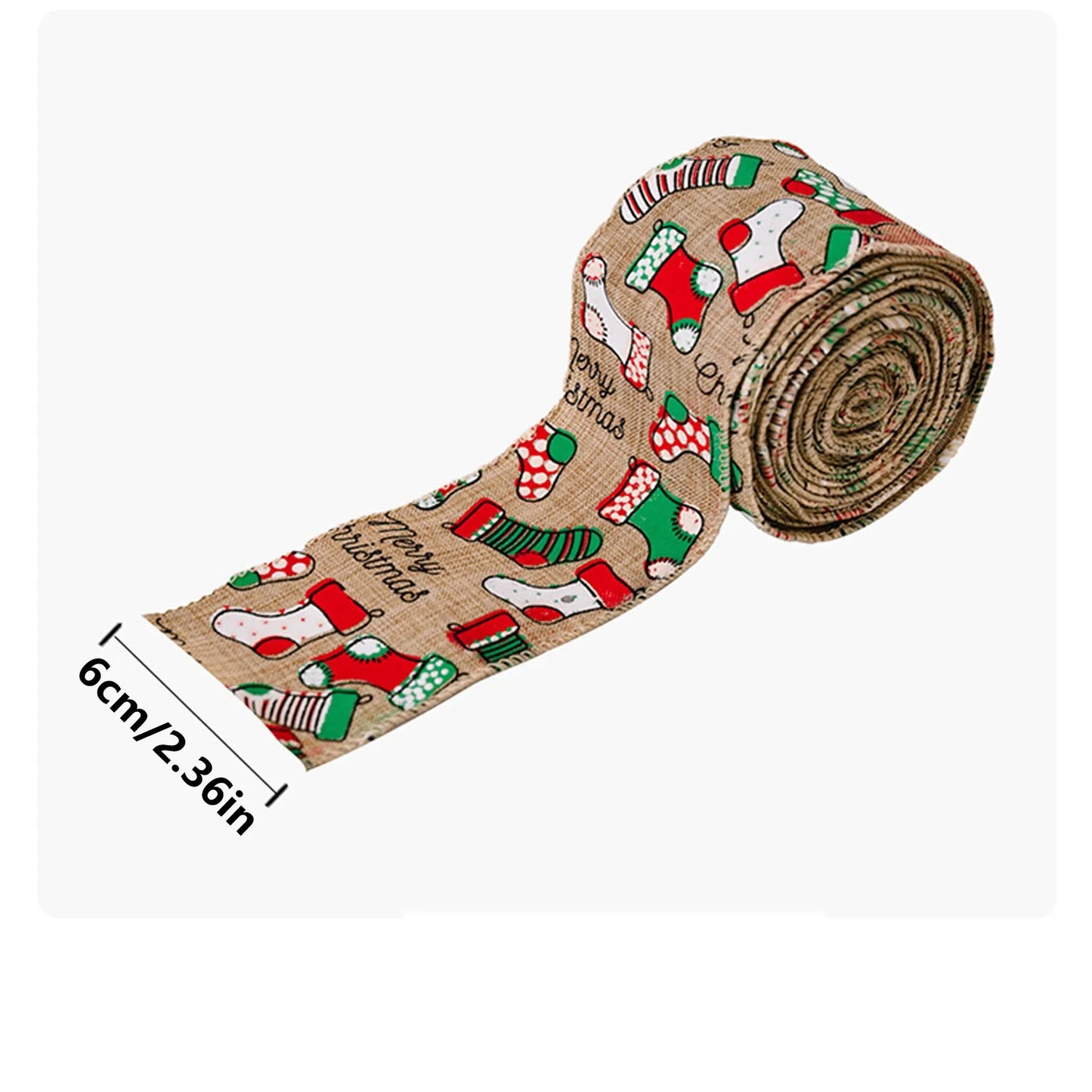 Ruban en Toile de Jute pour Décoration d'Arbre de Noël, Bricolage, Couronne, Nministériels ds, Artisanat, Emballage Cadeau, Fournitures de Nouvel An