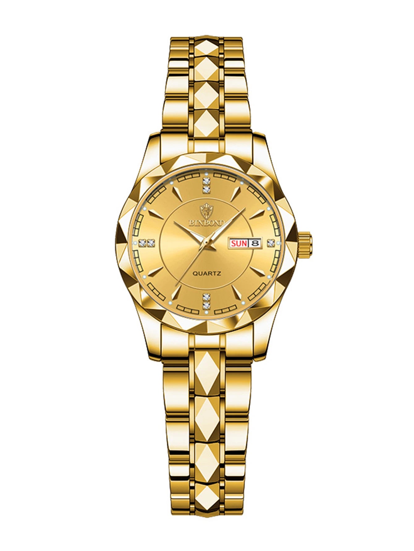 BINBOND montres  en acier inoxydable montre à Quartz étanche lumineux Date