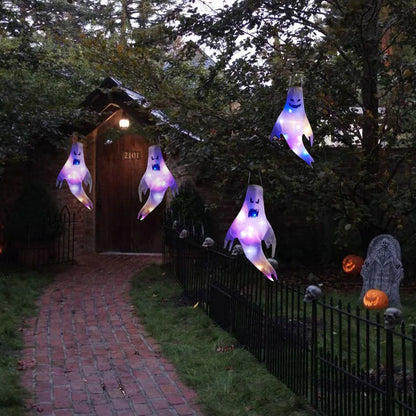 Fantôme Effrayant avec Lumière LED pour Halloween, Accessoire de Décoration d'Niket d'Extérieur, Pendentif d'Arbre, Ornement de ix, Fournitures de Bricolage